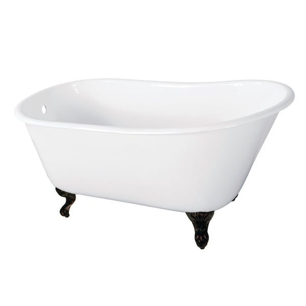 Aqua Eden Clawfoot Bathtubs, 57 L, 28 W, White/Oil Rubbed Bronze, Cast Iron VCTND5728NT5 - main
